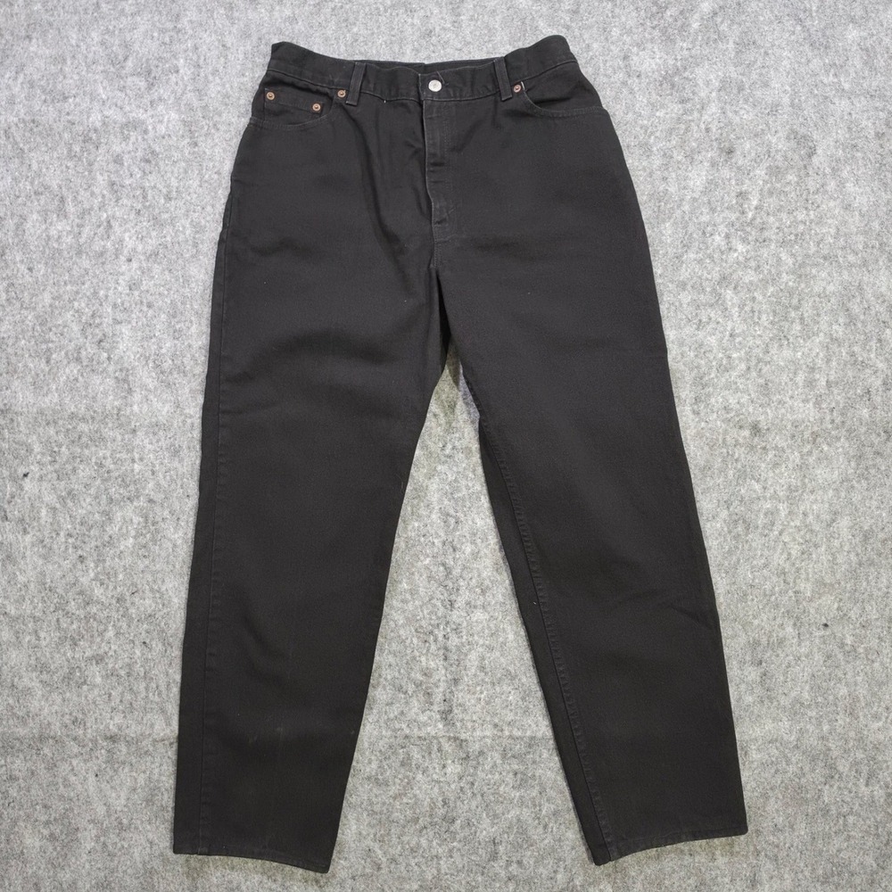 Women's Vintage Levis 550 Relaxed Tapered Black Jeans Made in USA 16 MIS L 32x30